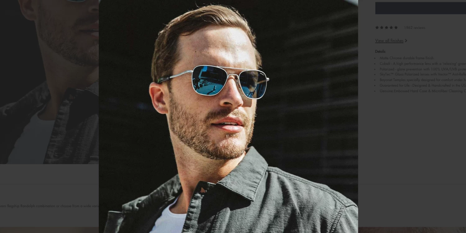 FlightSunglasses Randolph Aviator Single Vision Prescription Sunglasses<span> -Atlantic & Cobalt Blue</span> - Image 9