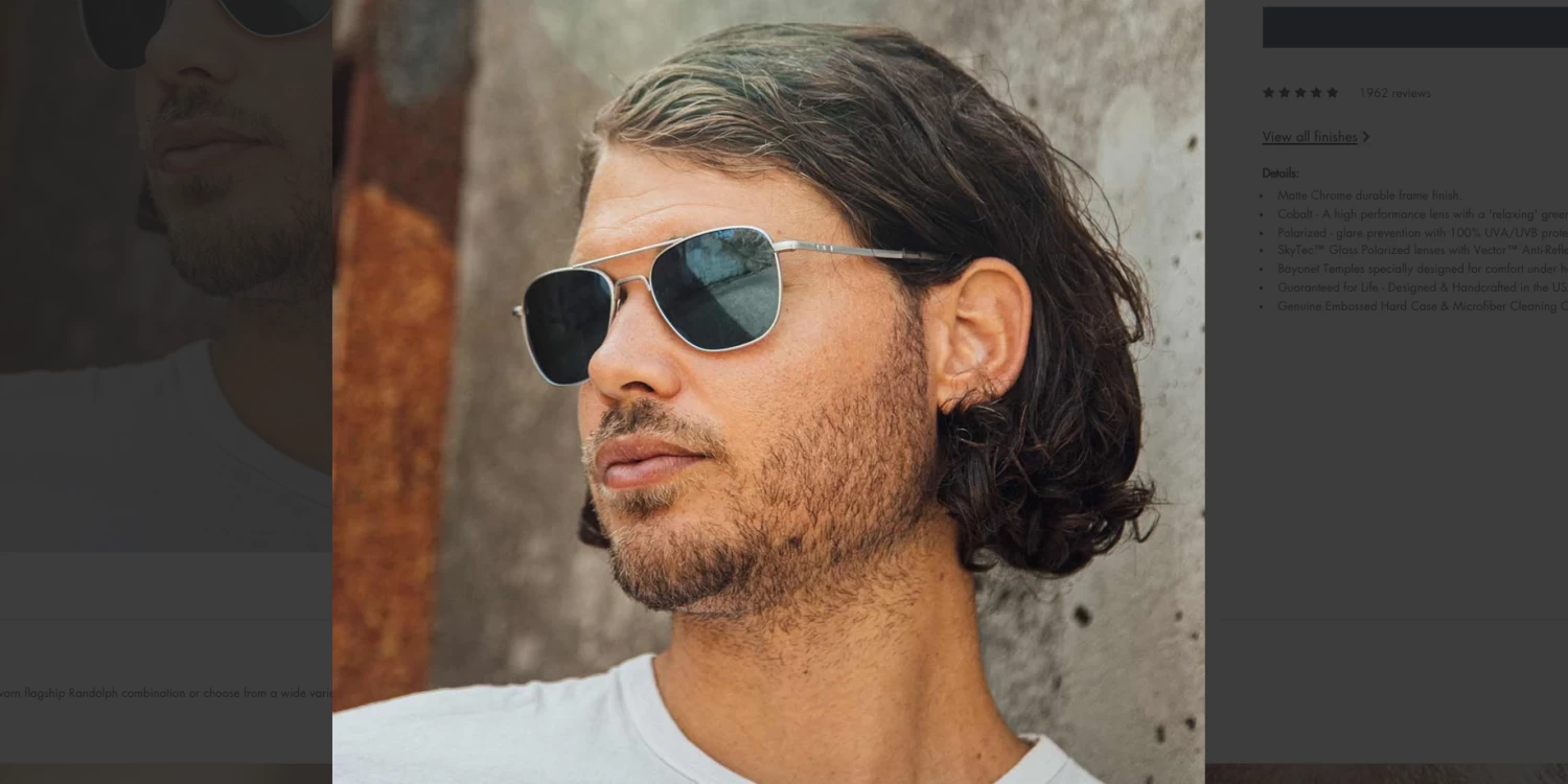 FlightSunglasses Randolph Aviator Single Vision Prescription Sunglasses<span> -Atlantic & Cobalt Blue</span> - Image 10