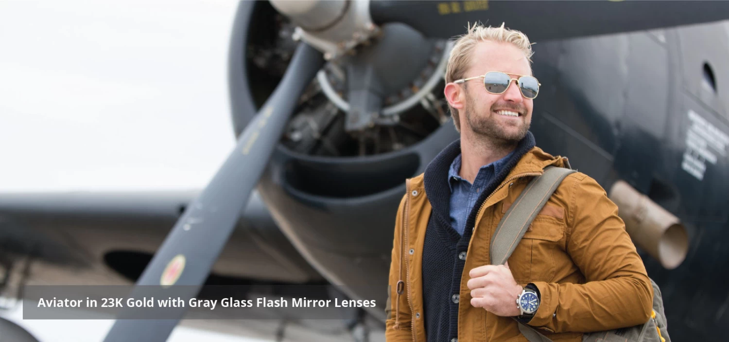 FlightSunglasses Randolph Aviator Sunglasses<span>- Gunmetal, AGX Green Lenses</span> - Image 8