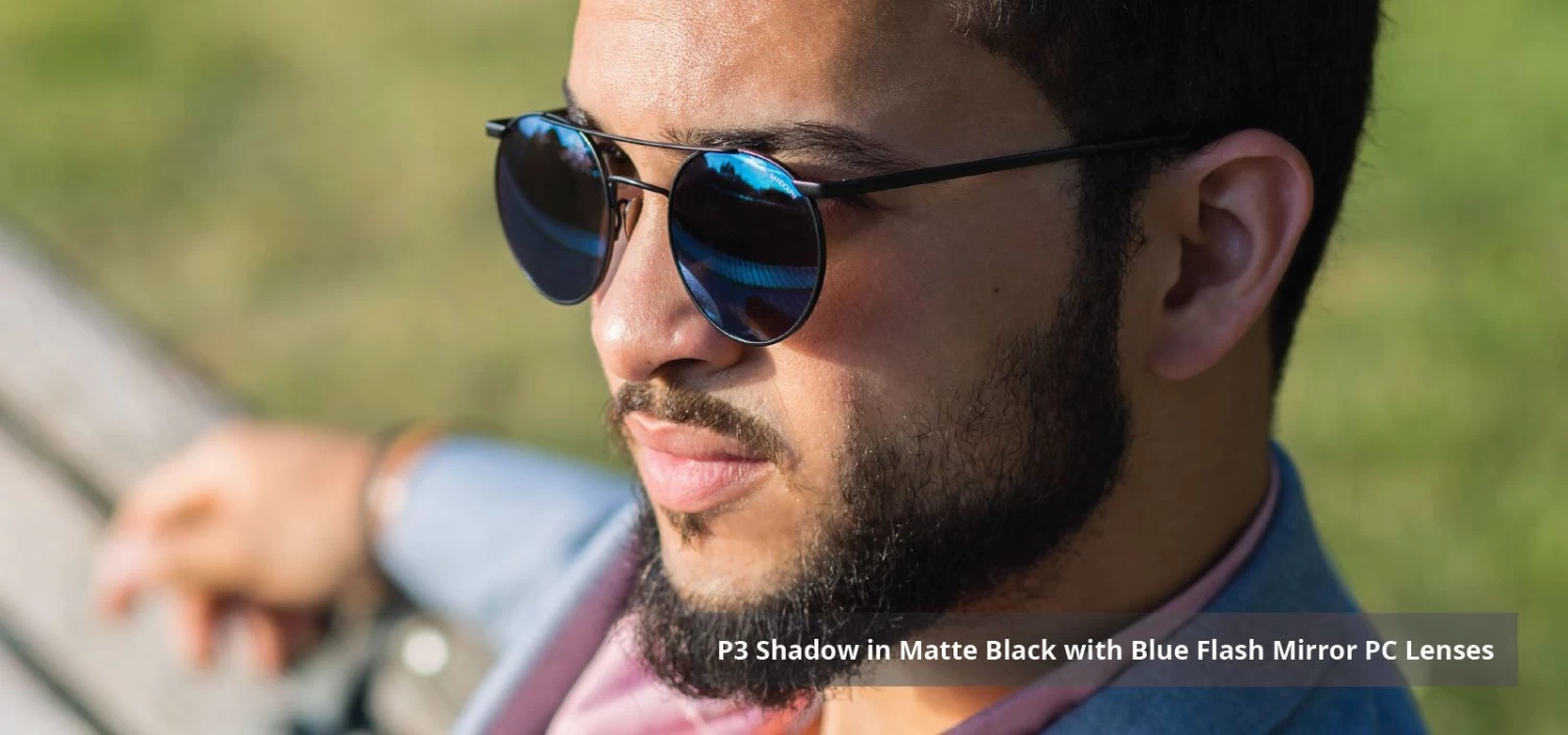 FlightSunglasses Randolph P3 Shadow Sunglasses PB010<span>- Matte Black, Blue Sky Flash Mirror Lenses</span> - Image 5