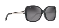FlightSunglasses Maui Jim Melika 760 Sunglasses<span>- Black Gloss With Silver Temples, Grey Lens</span>