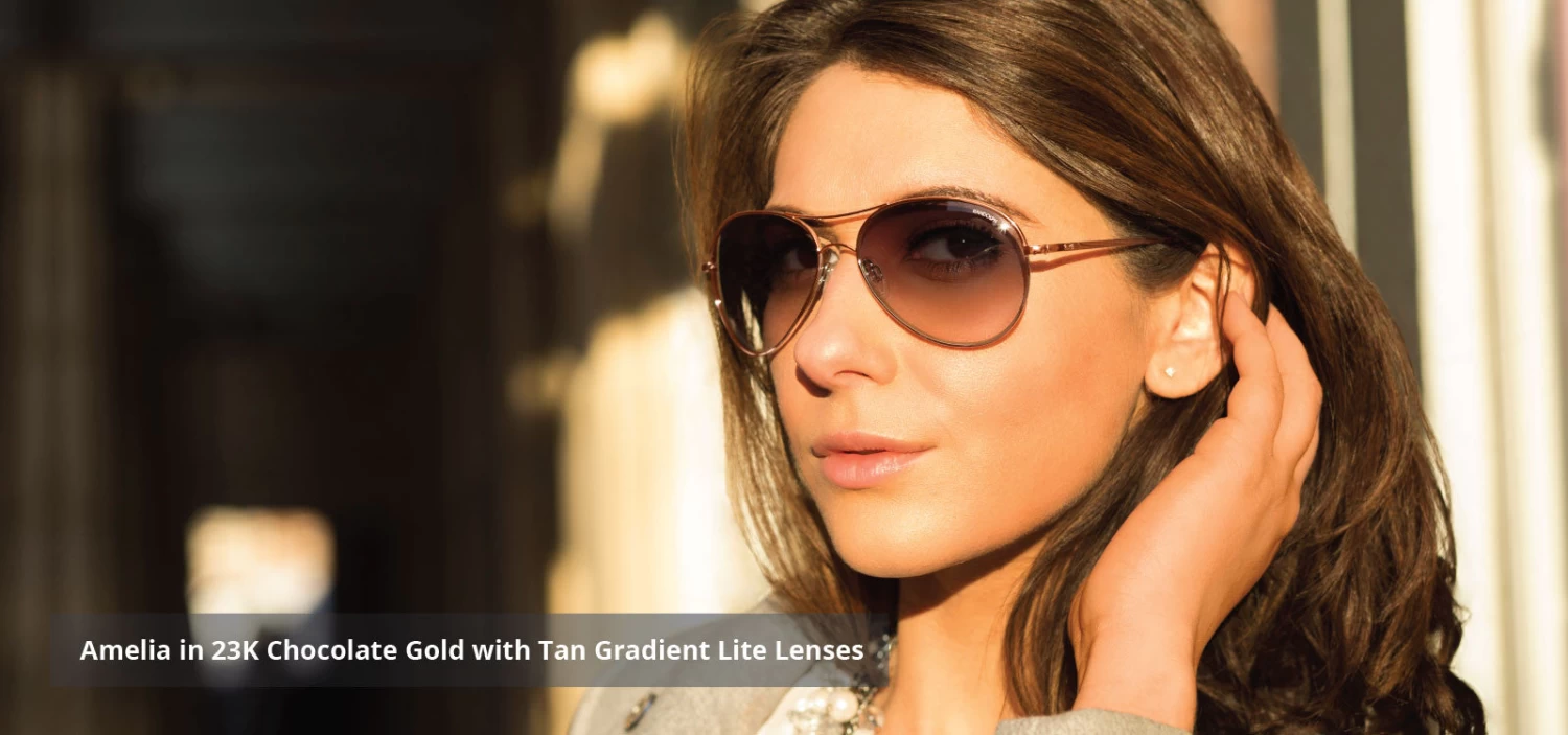 FlightSunglasses Randolph Amelia Sunglasses AA011<span>- 23K Chocolate Gold, Northern Lights Lenses</span> - Image 4